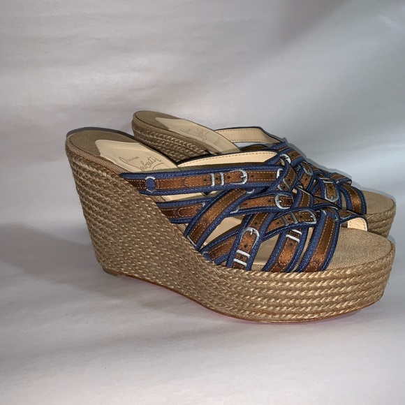 CHRISTIAN LOUBOUTIN size 38 printed wedge heels - Picture 10 of 15